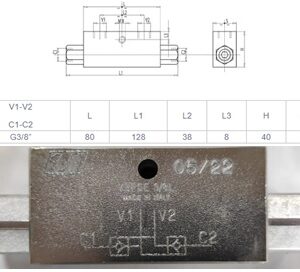 Гідрозамок двосторонній VBPDE 3/8" L (керований зворотний клапан)